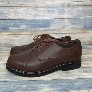 Apex Mens Shoes Size 8 Wide Brown Ox Cap Toe‎ Leather